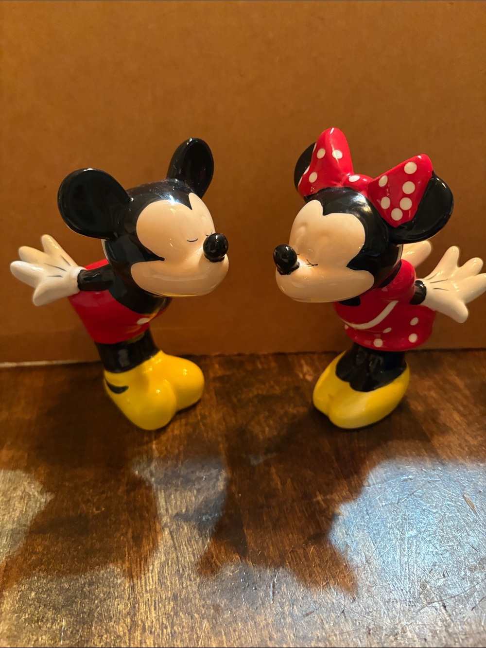 Disney Mickey & Minnie Ceramic Figurine Pair - Red, Yellow, Black